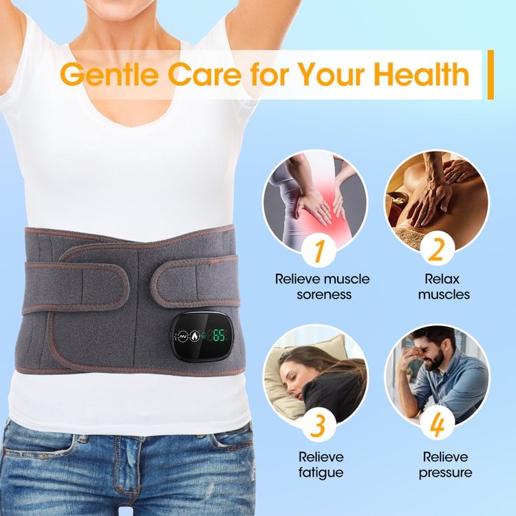 Rechargeable Heated Massage Belt with Adjustable Warmth & Vibration