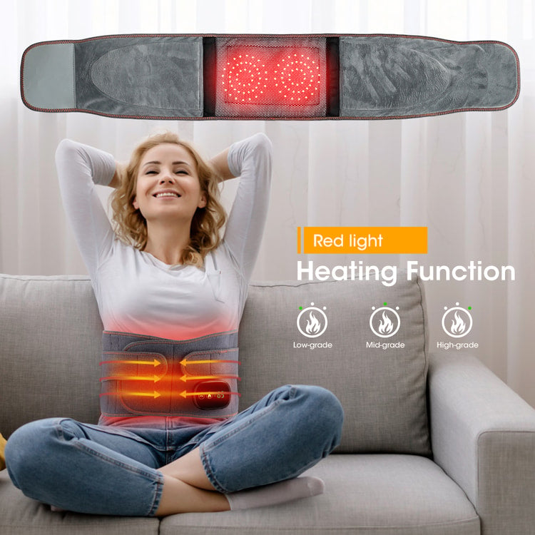 Rechargeable Heated Massage Belt with Adjustable Warmth & Vibration