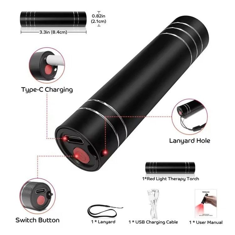 Portable Red Light Therapy Lamp 660nm and 850nm Infrared LED Therapy Torch with Timer