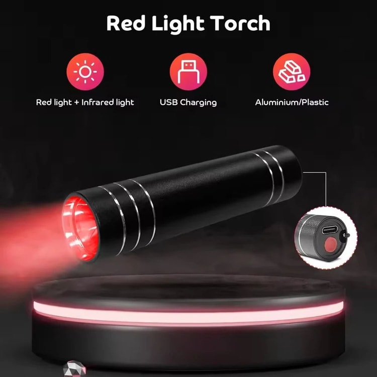 Portable Red Light Therapy Lamp 660nm and 850nm Infrared LED Therapy Torch with Timer